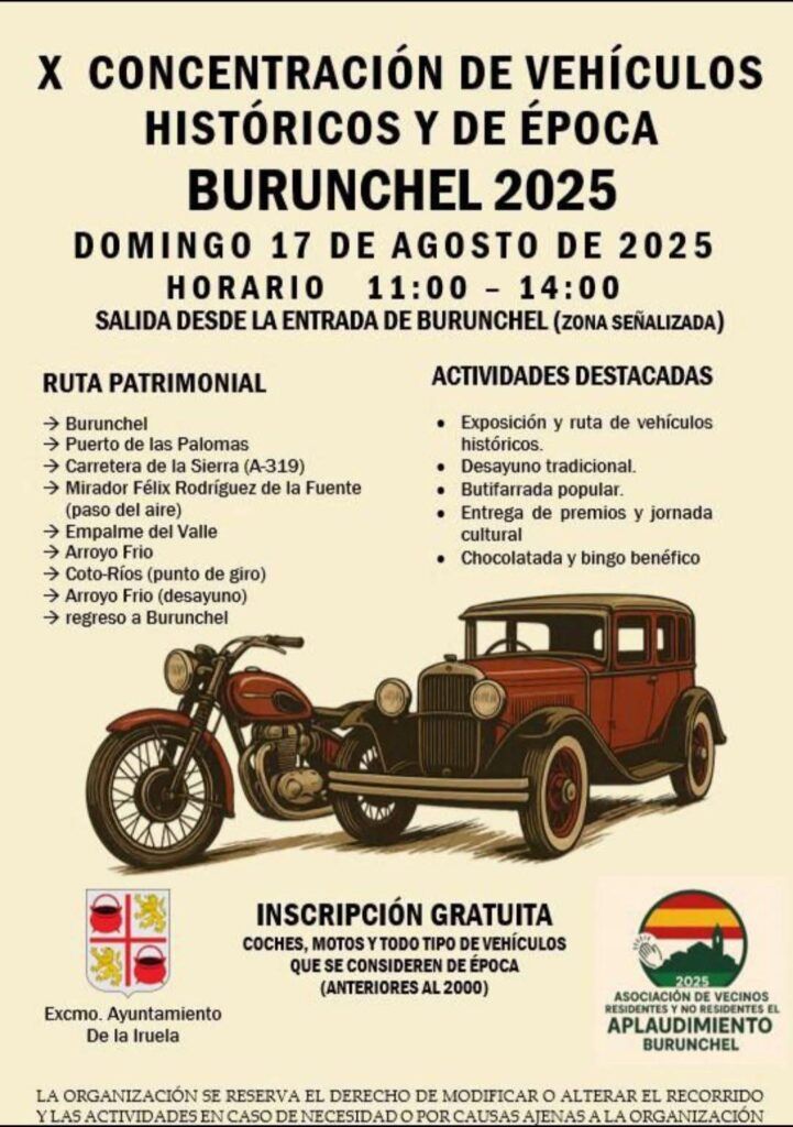17 agosto · X Concentración de Vehículos Históricos y de Época (Burunchel)