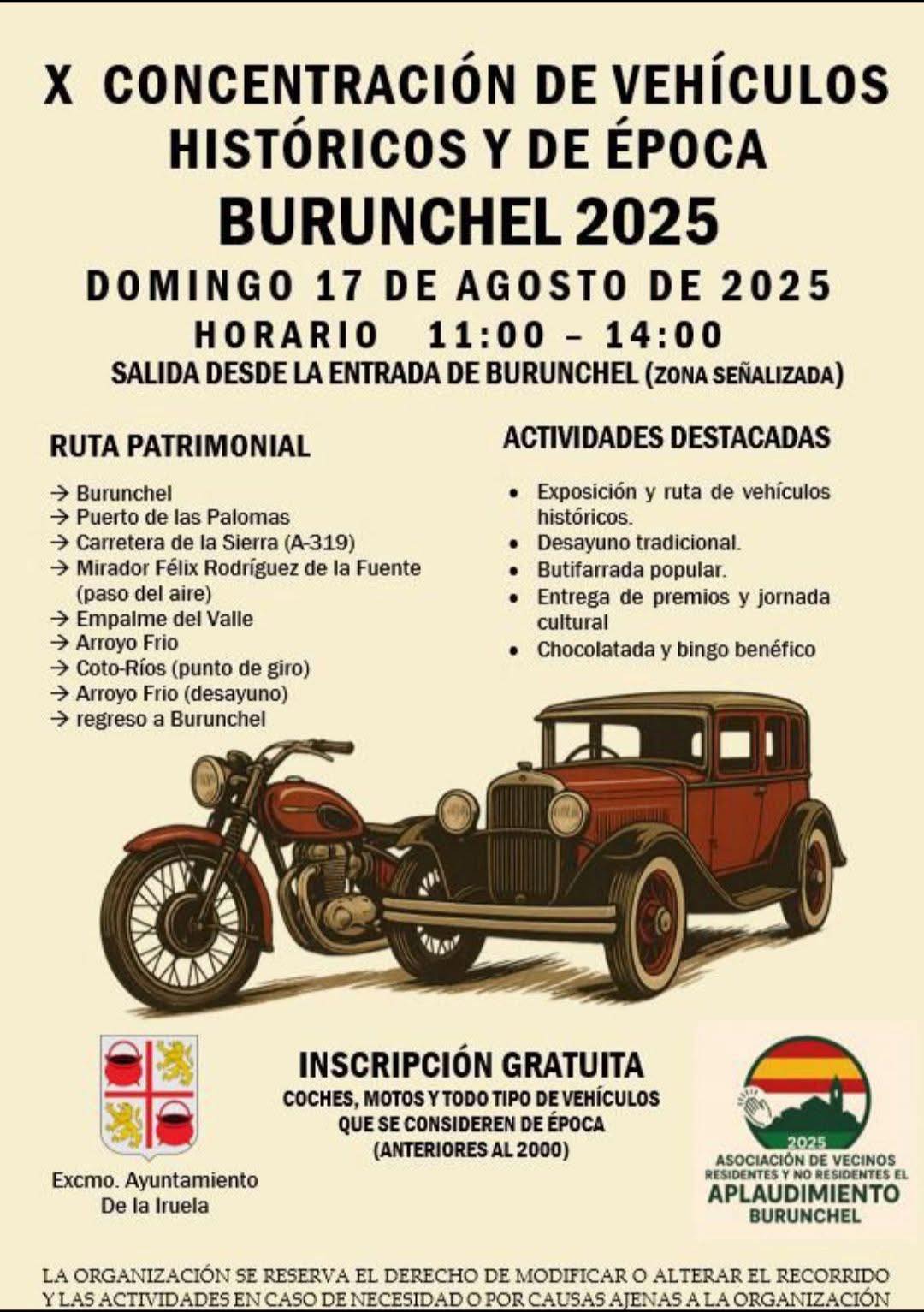 17 agosto · X Concentración de Vehículos Históricos y de Época (Burunchel)
