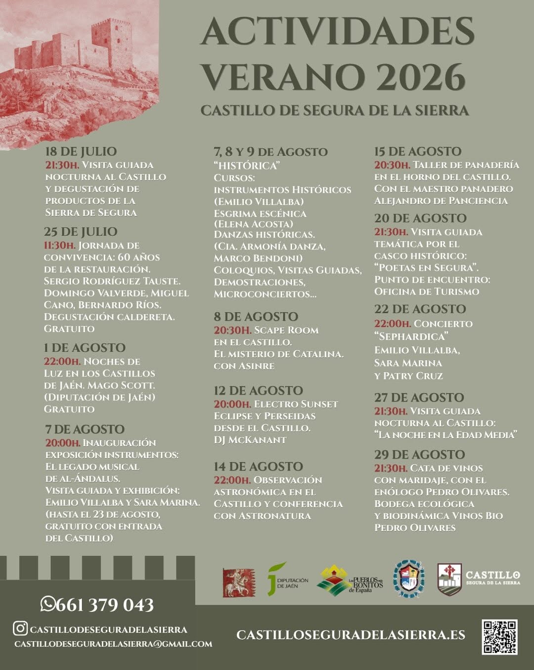 Actividades de verano en el Castillo de Segura de la Sierra